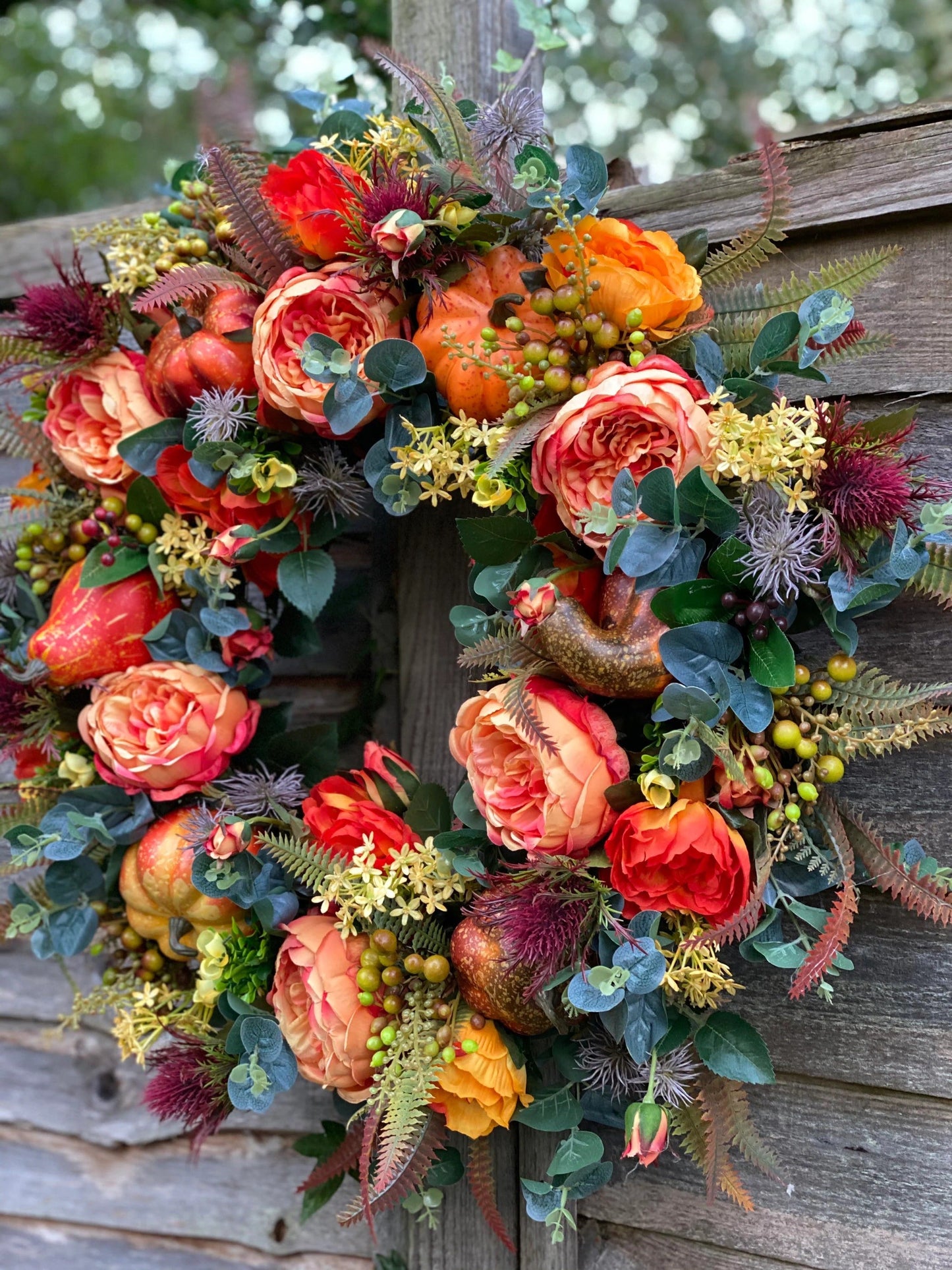 🔥Last Day 49% OFF🔥Fall Peony and Pumpkin Wreath - Year Round Wreath