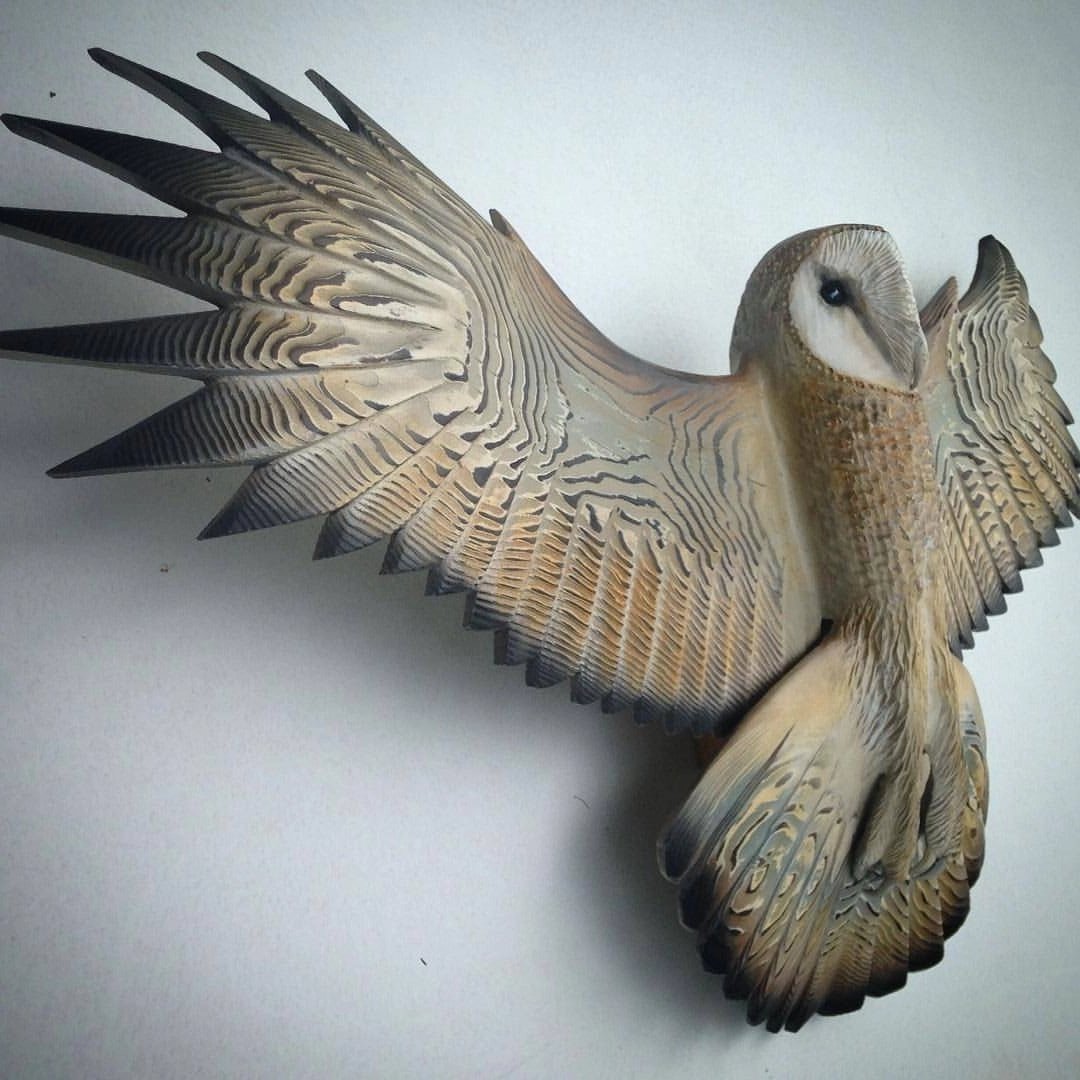 Last Day 49% OFF-Barn Owl Wall Art - Hand Carved Art