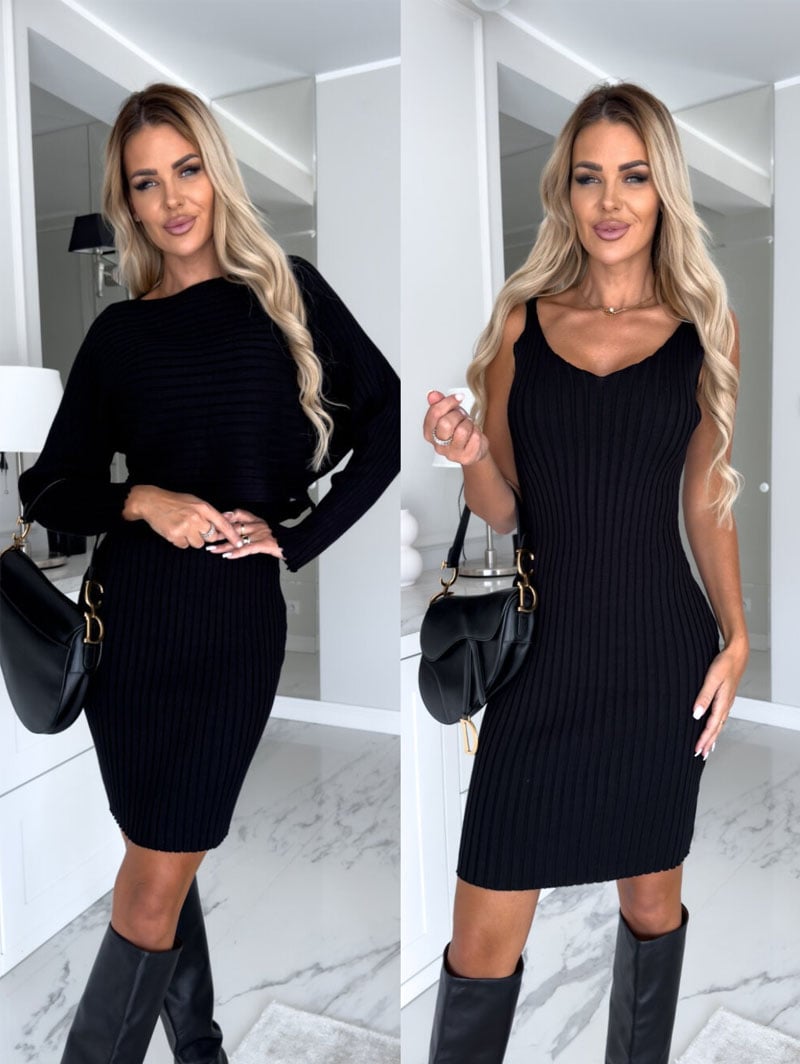 Knit Pullover Sweater and Cami Dress Set 🔥Buy 2 Free Shipping🔥