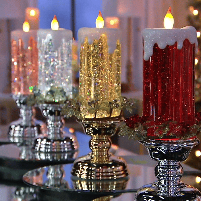 LED Christmas Candles  With Pedestal