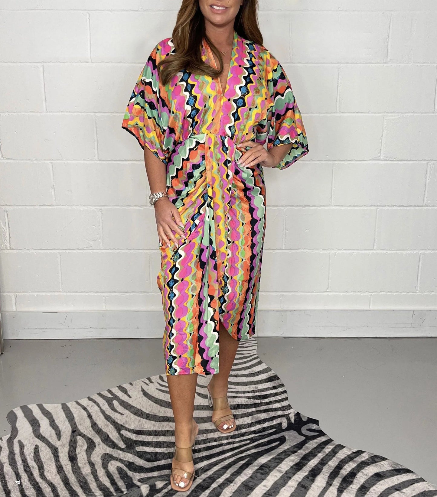 🔥HOT-SALE 49%-OFF🔥Printed  Kimono Midi Dress(Free Shipping)