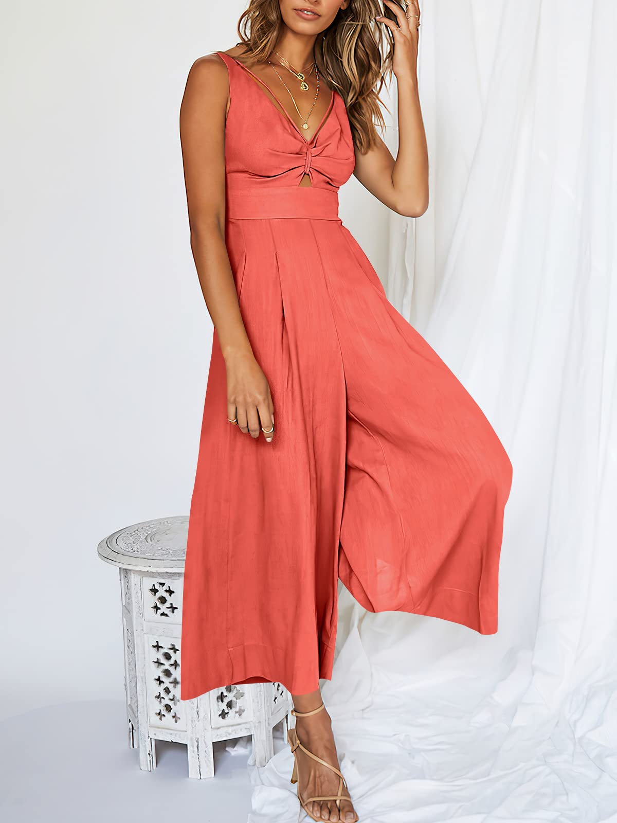 V Neck Cutout High-Waist Rompers (Buy 2 free shipping)