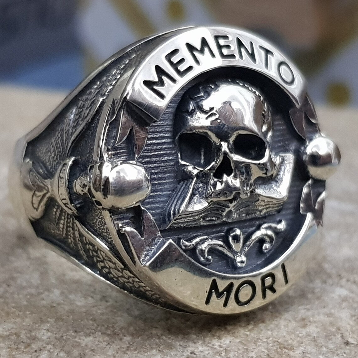 Memorial Mori Skull Sterling Silver Ring
