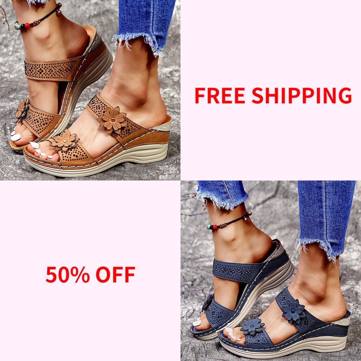 🔥Buy 2 Save 20%🔥Women's Soft Floral Wedge Sandal