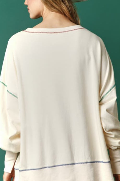 Christmas sequin print crew neck long sleeve sweatshirt