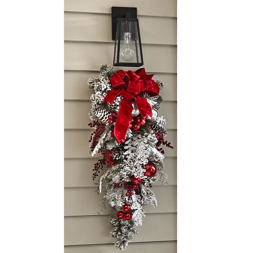 🎄The Cordless Prelit Red And White Holiday Trim
