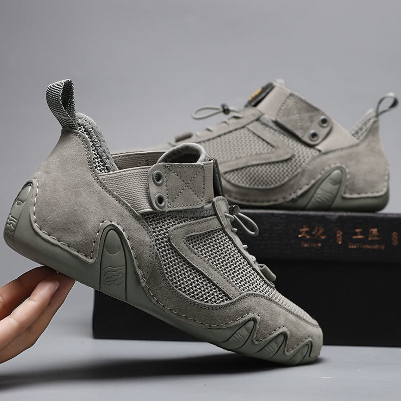2022 New Men's Summer Mesh Leather Italian Hand-Sewn Shoes