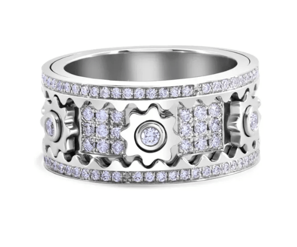 Handmade Diamond Ornate Geometric 3D Band Ring