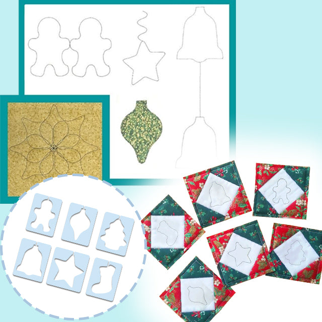 Christmas Motif Quilting Template Set (6 PCS)  - With Instructions