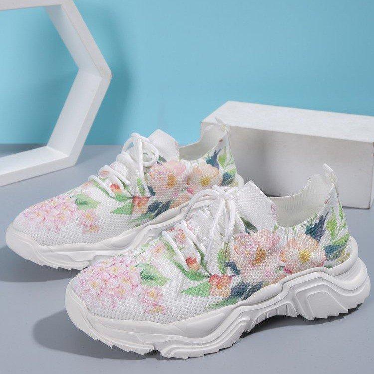 Last Day 60% OFF — Floral Print Lace-up Breathable Orthopedic Sneakers